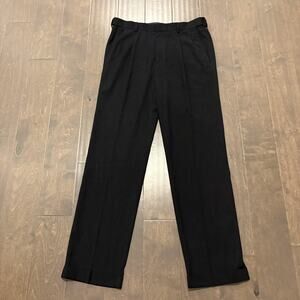 Saddlebred Pants Mens 32x32 Black Pleated Dress Slacks Straight Classic Stretch